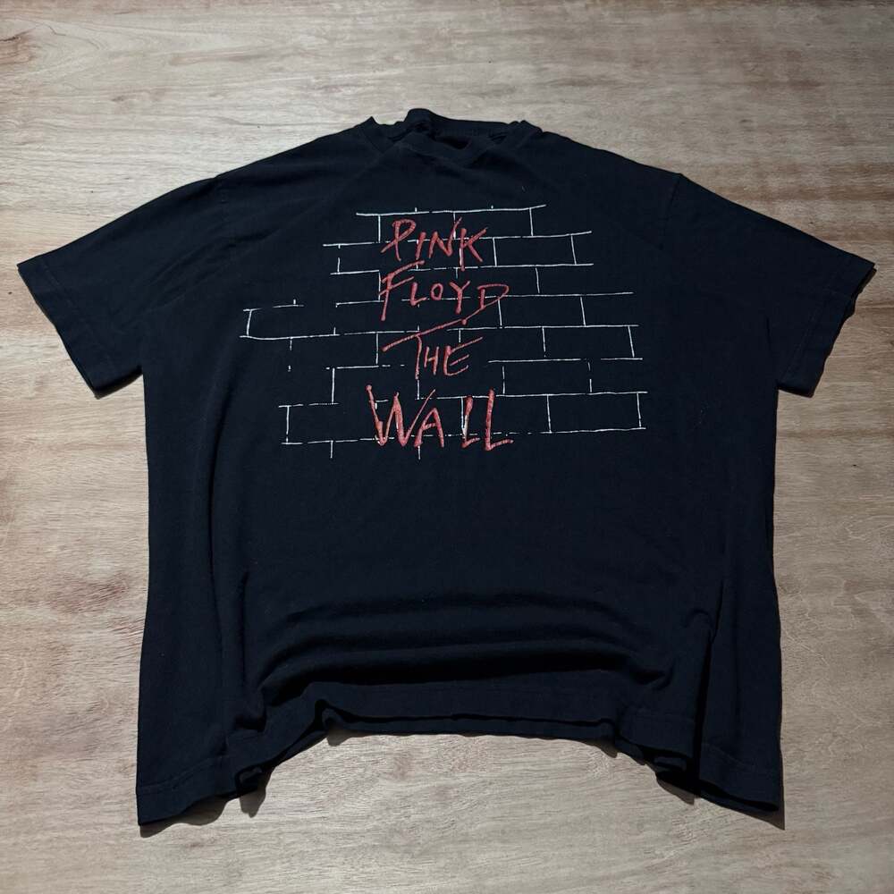 Y2K Pink Floyd The Wall Black Graphic T Shirt Faded Band Tee